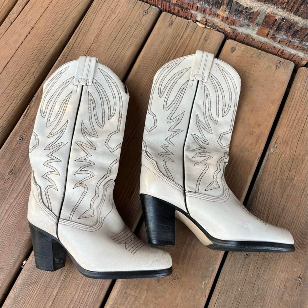 Women's Western Cowboy Boots - Cream